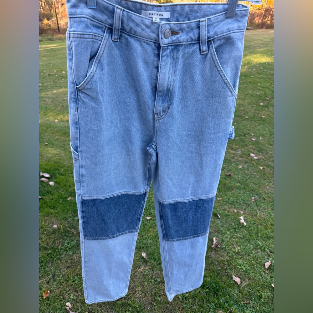 Pacsun high rise size 26 color block carpenter cargo style jeans. EUC